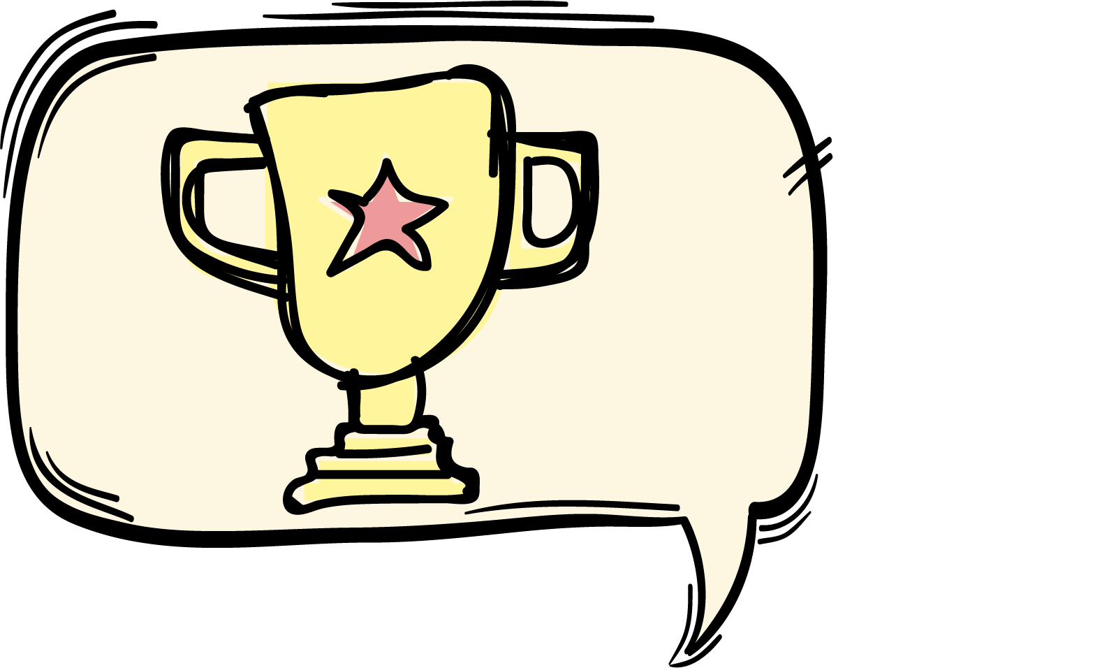 Illustration eines Pokals in einer Sprechblase