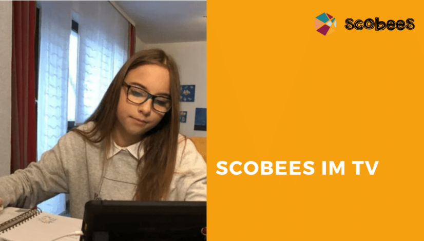 Titelbild zum Blogbeitrag zum Thema "Scobees im TV" im Zuge der Reportage Homeschooling 2.0. Auf dem Bild ist ein Mädchen zu sehen, dass mit ihrem Tablet und einem Block ihre Hausaufgaben macht.
