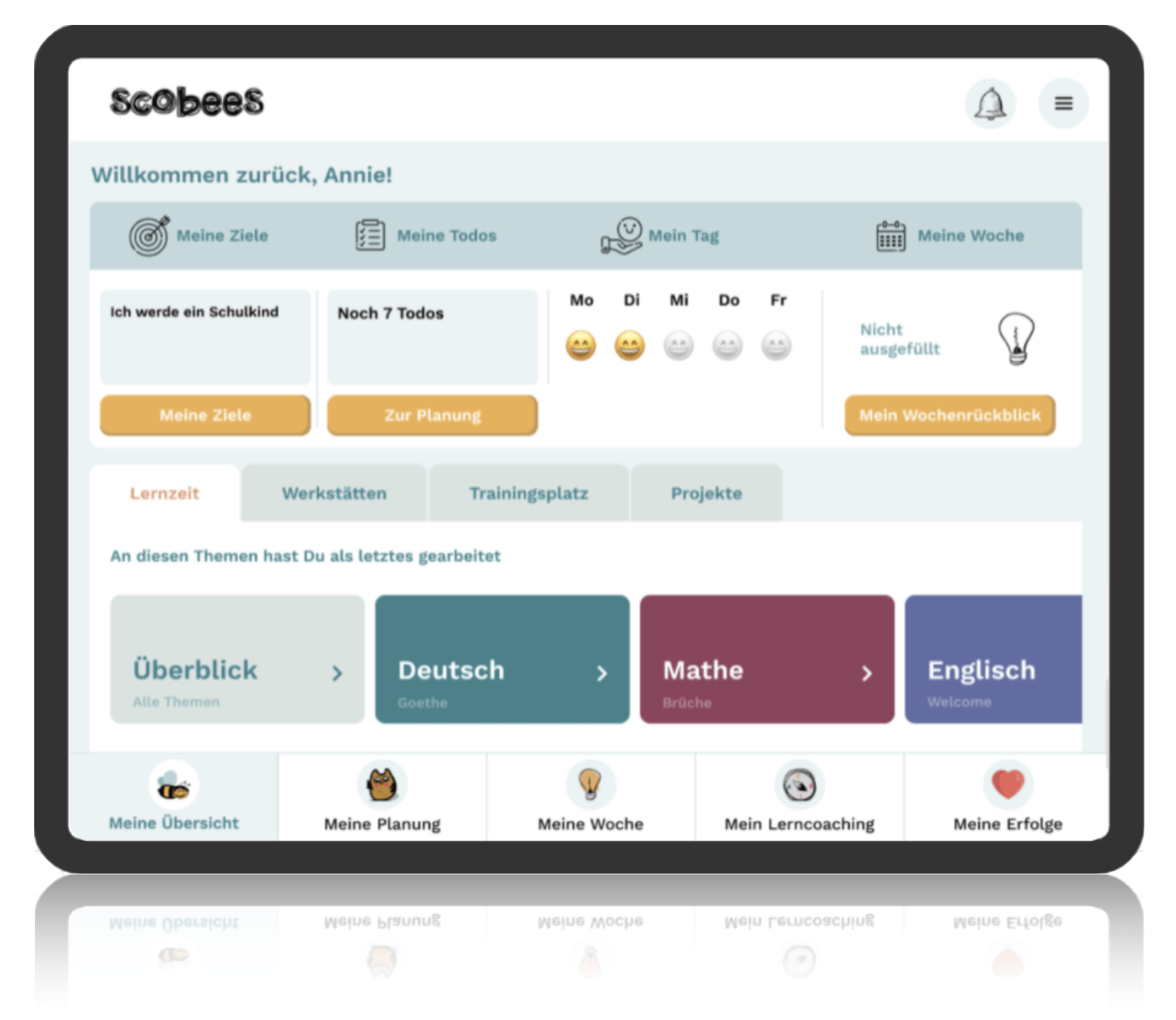 Die Detailansicht im Scobees Account für Schüler:innen
