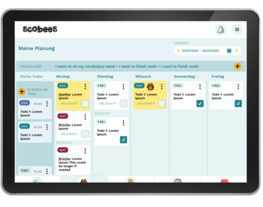 Im Bereich "Meine Planung" können sich Schüler:innen selbstständig To Dos und Ziele setzen und können dazu Feedback von ihrer Lehrkraft erhalten